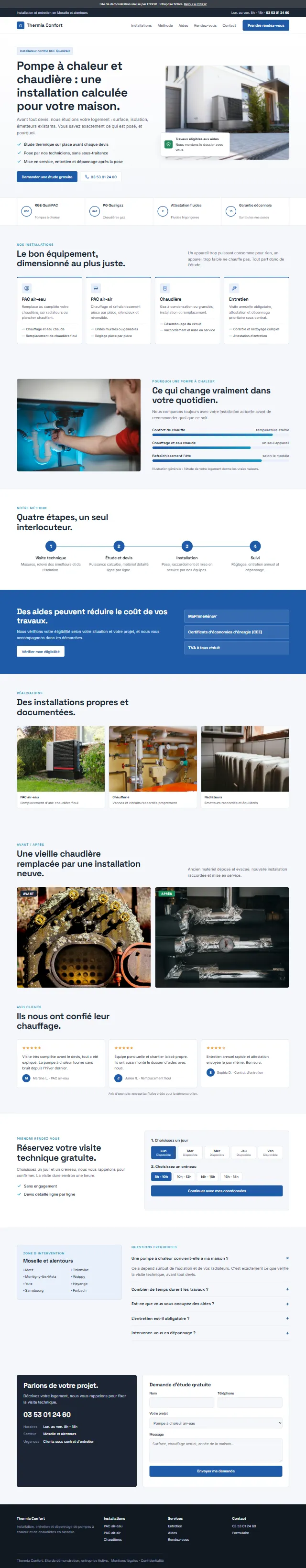 Aperçu du site de démonstration Thermia Confort